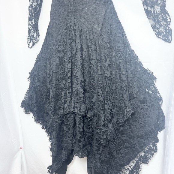 Vtg Fredericks Hollywood Black Lace Formal Dress 7/8 Gothic Victorian Ren Prom - Picture 2 of 16